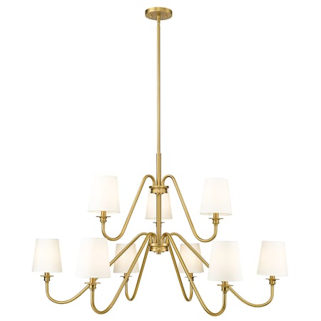 Z-Lite Gianna Chandelier, 9-Light, 46 In.W x 28.25 In.H, Modern Gold/White 7509-9-46MGLD